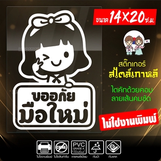 สติ๊กเกอร์มือใหม่ มือใหม่หัดขับ ขออภัยมือใหม่ รุ่น KO88-001 งานไดคัทด้วยคอม คงทน  ขนาด 14x20 ซ.ม