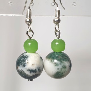 ต่างหู มอสอาเกต(Moss Agate) "หินแห่งความอุดมสมบูรณ์"