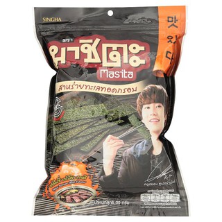 🔥แนะนำ!! มาชิตะ สาหร่ายทะเลทอดกรอบ รสสไปซี่ บาร์บีคิว เกาหลี 30กรัม Masita Spicy Korean BBQ Flavor Crispy Seaweed 30g