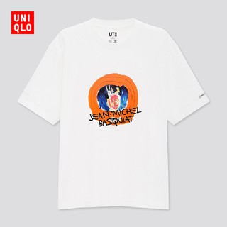 คุณภาพสูง UNIQLO เสื้อยืดแขนสั้นพิมพ์ลาย Basquiat X Wb สําหรับผู้ชายและผู้หญิง คอกลม