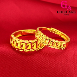 Ga Jewellery แหวนสเตนเลส 24k สีทอง สไตล์เกาหลี อินเทรนด์ สําหรับผู้ชาย และผู้หญิง คู่รัก