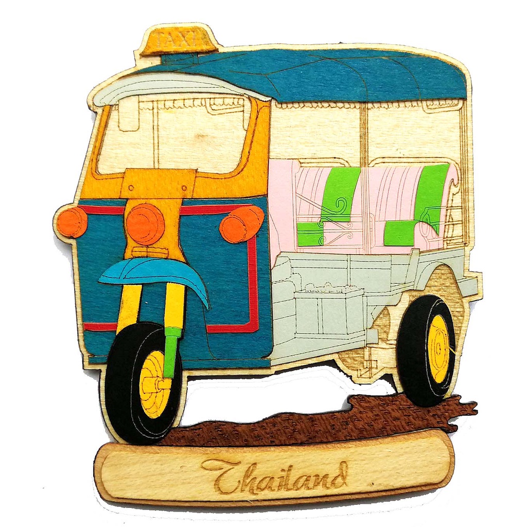 Wood Veneer TUK TUK Thai Magnet