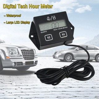 เครื่องวัดรอบรถยนต์จอแอลซีดีดิจิตอล Tach Tachometer Hour Meter