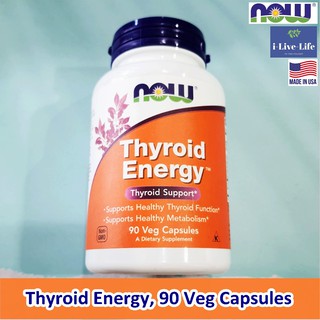 ผลิตภัณฑ์เสริมอาหาร ไทรอยด์ Thyroid Energy, 90 Veg Capsules - Now Foods