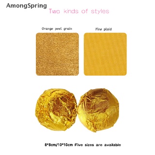 (Amongspring) กระดาษฟอยล์อลูมิเนียม สีทอง สําหรับห่อขนม คุกกี้ ช็อคโกแลต 100 ชิ้น