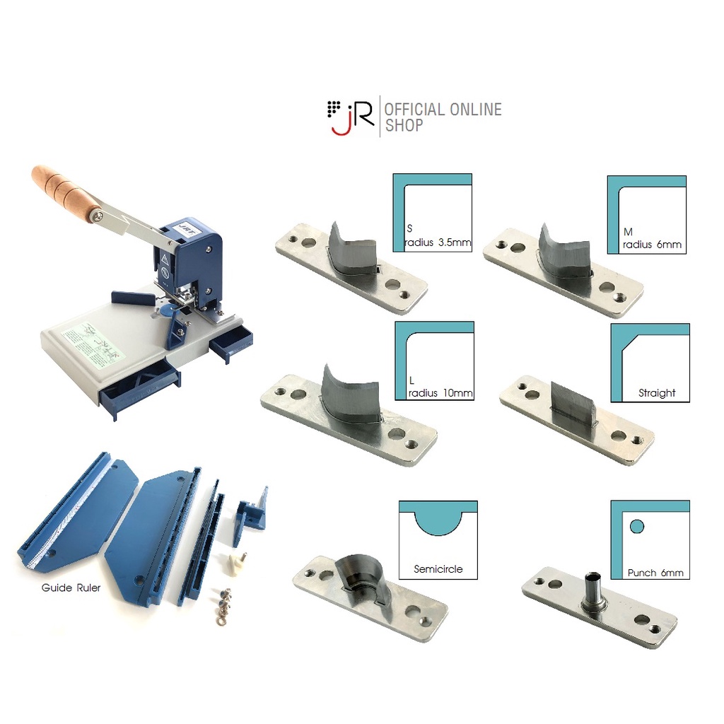 JRTproducts ชุด 6in1 เครื่องตัดมุมกระดาษระบบมือโยก พร้อมกับใบมีดตัด 6แบบ รับประกันเครื่อง 1ปี