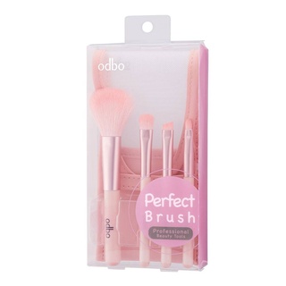 ODBO Perfect Brush Professional Beauty Tools โอดีบีโอ เซ็ทแปรงแต่งหน้า 4 ชิ้น สีพาสเทล พร้อมกระเป๋า od838