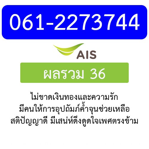 ซิม 12call เบอร์ผลรวมดี 061-2273744