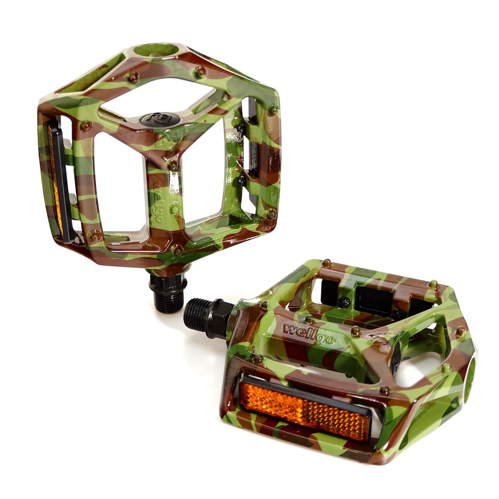 Vig อลูมิเนียมอัลลอยด์พื้นที่ขนาดใหญ่คงที่ Anti-slip เล็บจักรยานจักรยานเสือภูเขา Camouflage เหยียบ Wellgo MG-3 MTB จักรยานเหยียบ