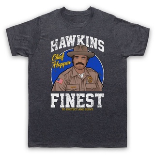 เสื้อยืด พิมพ์ลาย JIM HOPPER STRANGER UN HAWKINS FINEST THINGS สไตล์สตรีท สําหรับผู้ใหญ่S-5XL