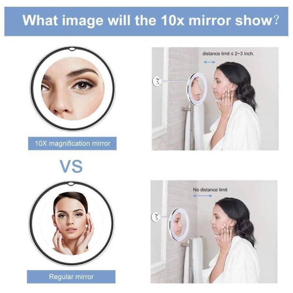 กระจกแต่งหน้า กำลังขยาย 10 เท่า มีไฟ LED Flexible Mirror 10x รุ่นFlexible Mirror 10x -7Jul-J1