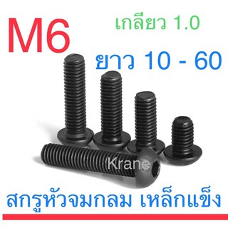 สกรูหัวจมกลม ดำ M6 ยาว 10 - 60