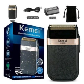 Kemei KM-2024 เครื่องโกนหนวดแบบชาร์จไฟไร้สาย ใบมีดคู่