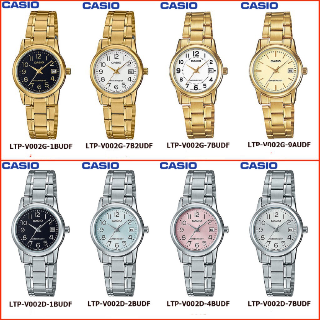 แท้ศูนย์ cmg (กล่องขาว)100% Casio นาฬิกาข้อมือผู้หญิง/ชาย รุ่น LTP-V002ญ 25มม รับประกันศูนย์  1  ปี