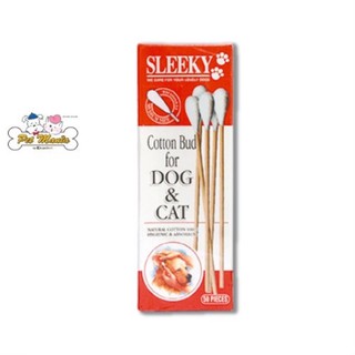 (ขนาดกลาง)SLEEKY Cotton Bud for dogs &amp; cats คอตตอนบัตทำความสะอาดสำหรับสุนัขและแมว(50PCS./BOX)