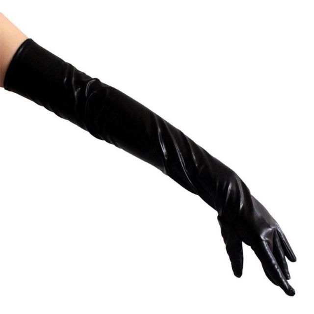 ถุงมือหนังเทียม แบบยาว 54 cm. (พร้อมส่ง)