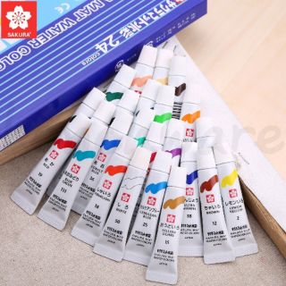 Sakura สีน้ำ 12,15,18 สี หลอดลามิเนต Mat Water Colors Set 5 ml.