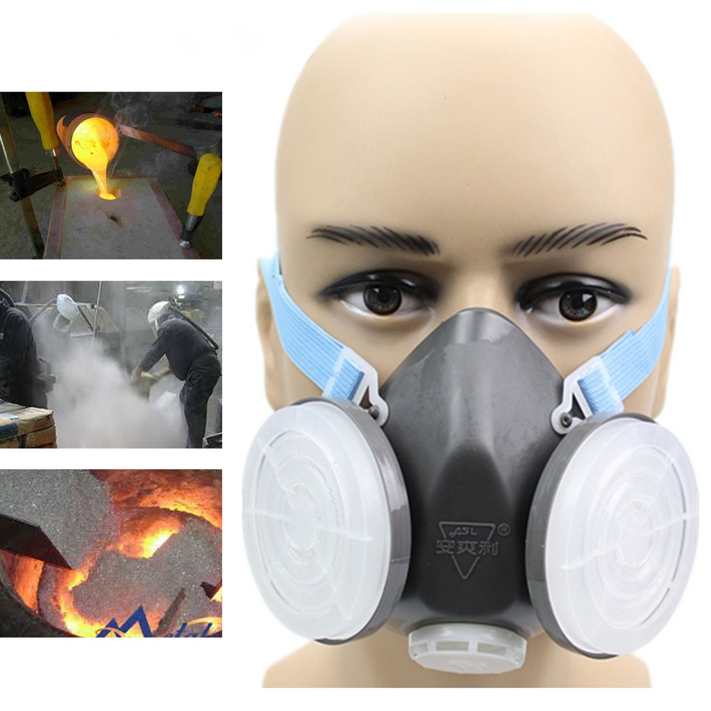 🔥หน้ากากนิรภัย เครื่องช่วยหายใจ หน้ากากครึ่งหน้าตัวกรองการพ่นสีเคมี ป้องกันฝุ่นละออง สำหรับทำเหมืองแร่ หล่อโลหะ