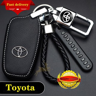 พวงกุญแจรถยนต์เคสกุญแจแบบหนังสําหรับ Toyota Yaris VIOS Altis Rav4 Chr Rav4พวงกุญแจ