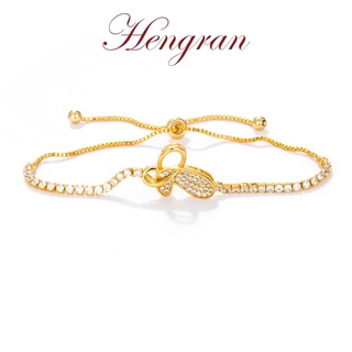 Hengran กำไลข้อมือแฟชั่นเกาหลี ทอง18K เพชร ผู้หญิง ผีเสื้อ 5GB