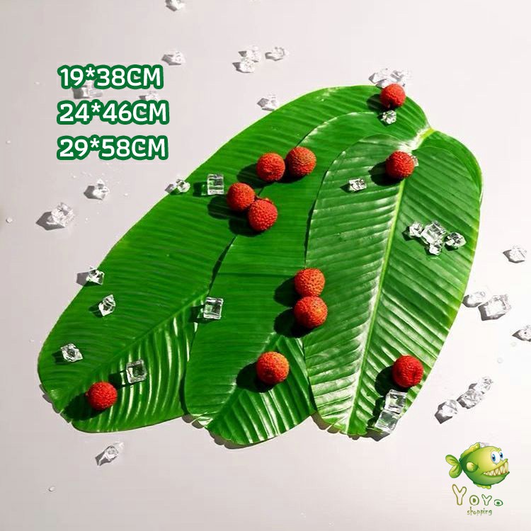 YOYO ใบตองเทียม ใบตองปลอม แผ่นรองจานถ่ายภาพ ใบตองเทียมรองอาหาร green leaf decoration