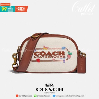 COACH C2764 BADGE CAMERA CROSSBODY WITH GARDEN EMBROIDERY BADGE ยกความสดใสมาให้ทั้งสวน!! น่ารักเบอร์ใหญ่