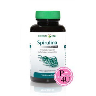 Herbal One Spirulina เฮอร์บัล วัน สาหร่ายสไปรูไลน่าชนิดแคปซูล (อ้วยอันโอสถ) #5568