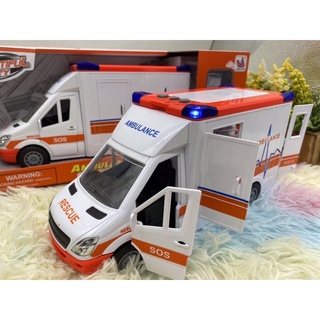 🔥ของเล่นเด็ก รถพยาบาล รถ Ambulance รถหมอ รถหว๋อ รถพยาบาลมีเสียง ของเล่นเด็กเสริมพัฒนาการ รถพยาบาลทรงสี่เหลี่ยม