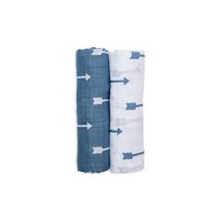 Lulujo ผ้าอ้อมมัสลินคอตตอน 2 Pack Cotton Muslin Swaddles - Blue Arrows