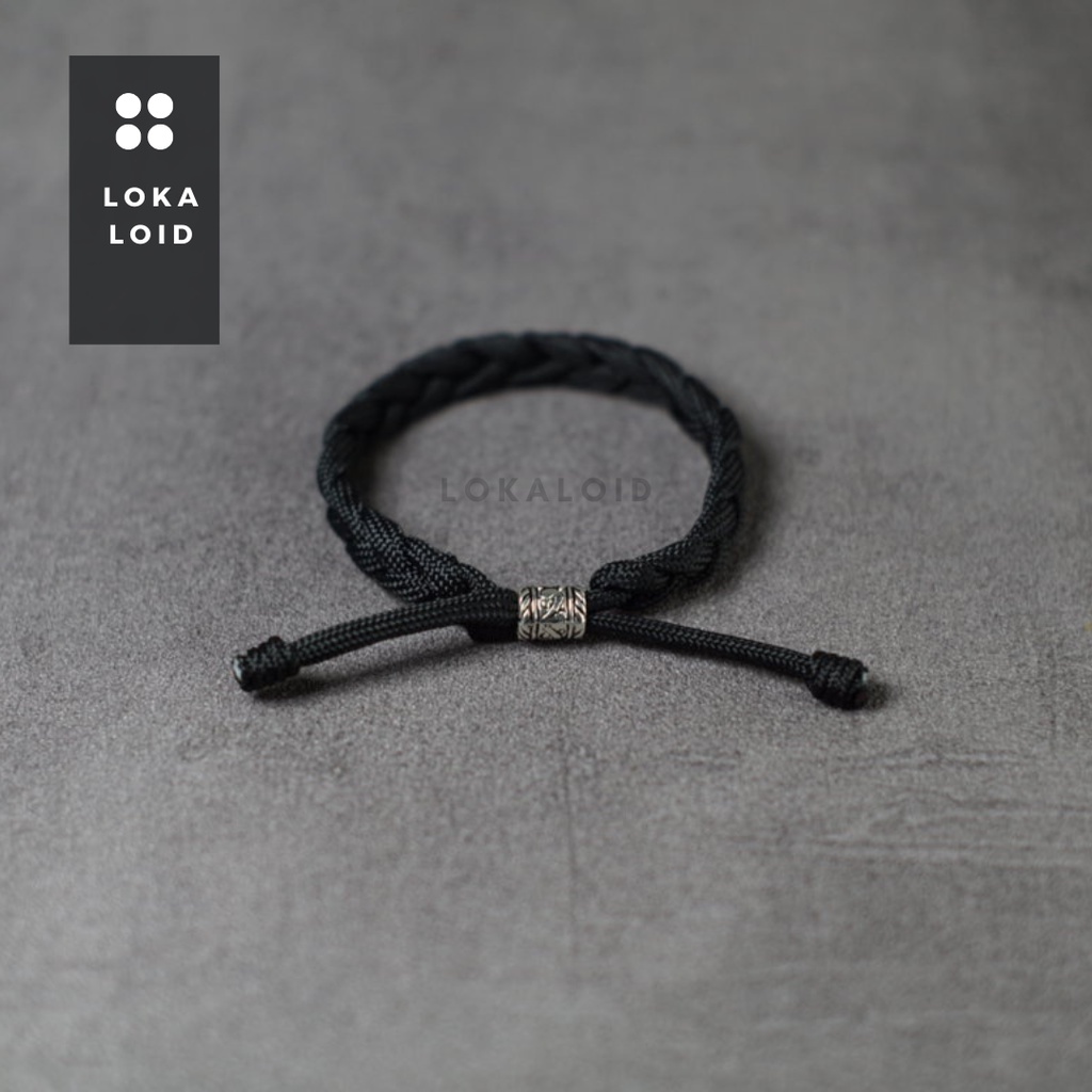 Hitam พรีเมี่ยมสร้อยข้อมือ Paracord เชือกสร้อยข้อมือถัก Casual ผู้ชายผู้หญิง Unisex คู่ธรรมดาสีดํา 550lbs ปรับโดย Lokaoid