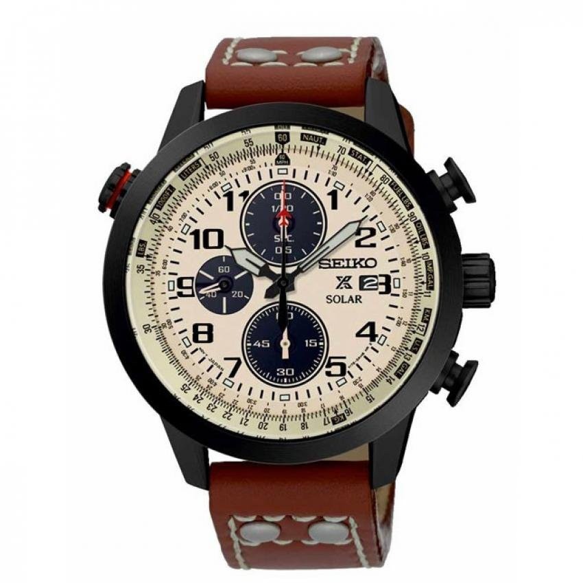 SEIKO Prospex Solar Chronograph นาฬิกาข้อมือผู้ชาย สีดำ/สีครีมรุ่นSSC425P1