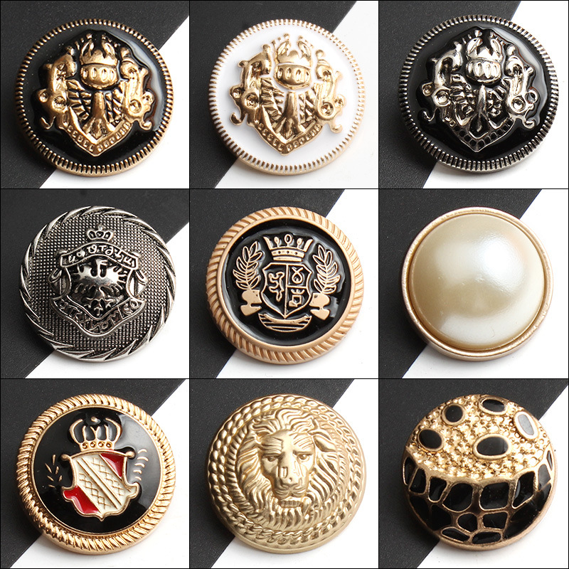 กระดุมโลหะ หลายรูปแบบ สไตล์อังกฤษวินเทจ 18 มม. อุปกรณ์เสริม สําหรับเสื้อผ้า Diy 10 ชิ้น ต่อชุด