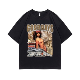 เสื้อยืดครอปใหม่ เสื้อยืดลําลอง ผ้าฝ้าย 100% แขนสั้น พิมพ์ลายกราฟฟิค Rapper SZA Good Days สีดํา สไตล์ฮิปฮอป สตรีท คุณภาพ