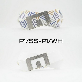 เข็มขัด MIN BELT หัวเข็มขัดเงิน/ลาย P1 สายขาว/ลาย P1