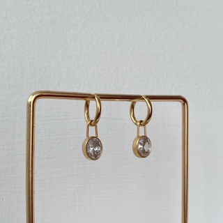 imean.store - Huge gemstone hoop earring | ต่างหูมาใหม่งานไทเทเนี่ยมชุบ 18k gold