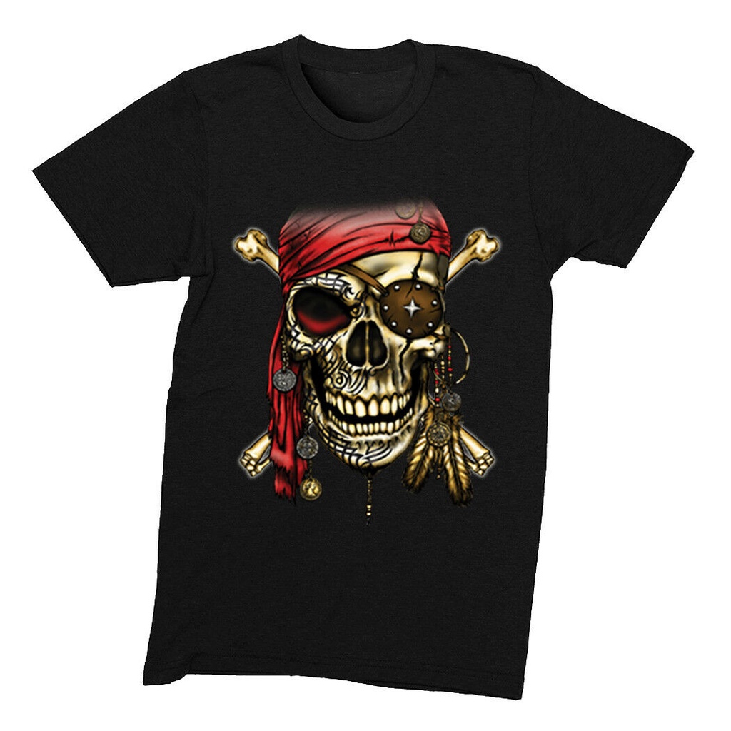 Mens Pirate Bandana Skull Crossbones Treasure Gold Shipwreck Gaspera เสื้อยืด