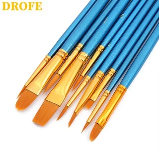 DROFE แปรงไนล่อน Gouache พู่กันสีน้ำอะคริลิค สำหรับเพ้นท์ตามจำนวน (แพ็ค 10 ชิ้น/แพ็ค 6)