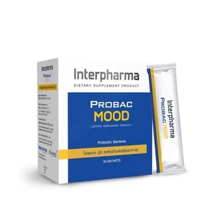 Probac Mood คุณภาพการนอนดีขึ้น ลดเครียด ป้องกันซึมเศร้า อาหารเสริมช่วยผ่อนคลายขนาด 30ซองโดย Interpharma