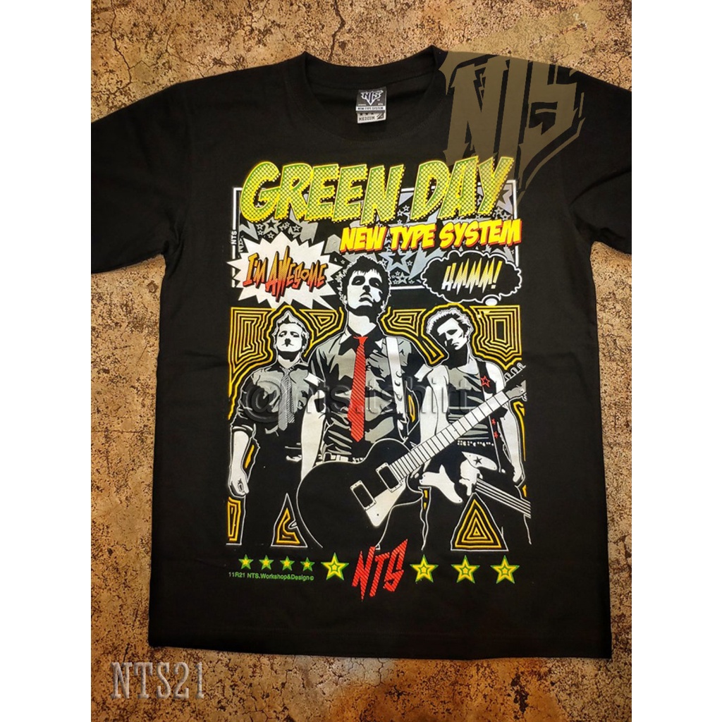 NTS 21 Green Day ROCK เสื้อยืด ลายวงดนตรี ซิลค์สกรีน ผ้าคอตตอนหนานุ่ม ไม่หดไม่ย้วย สีดำ S M L XL XXL
