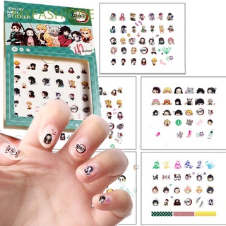 MXFASHIONE Kids Gift Nail Sticker Cartoon DIY Nail Decoration Demon Slayer Kimetsu no Yaiba Kamado Tanjirou Anime Decals Manicure Cool Self Adhesive Nail Art Foils