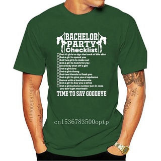 เสื้อยืดผ้าฝ้ายพิมพ์ลายแฟชั่น ใหม่ เสื้อยืด พิมพ์ลาย Bachelor Party Checklist สําหรับผู้ชาย ผู้หญิง