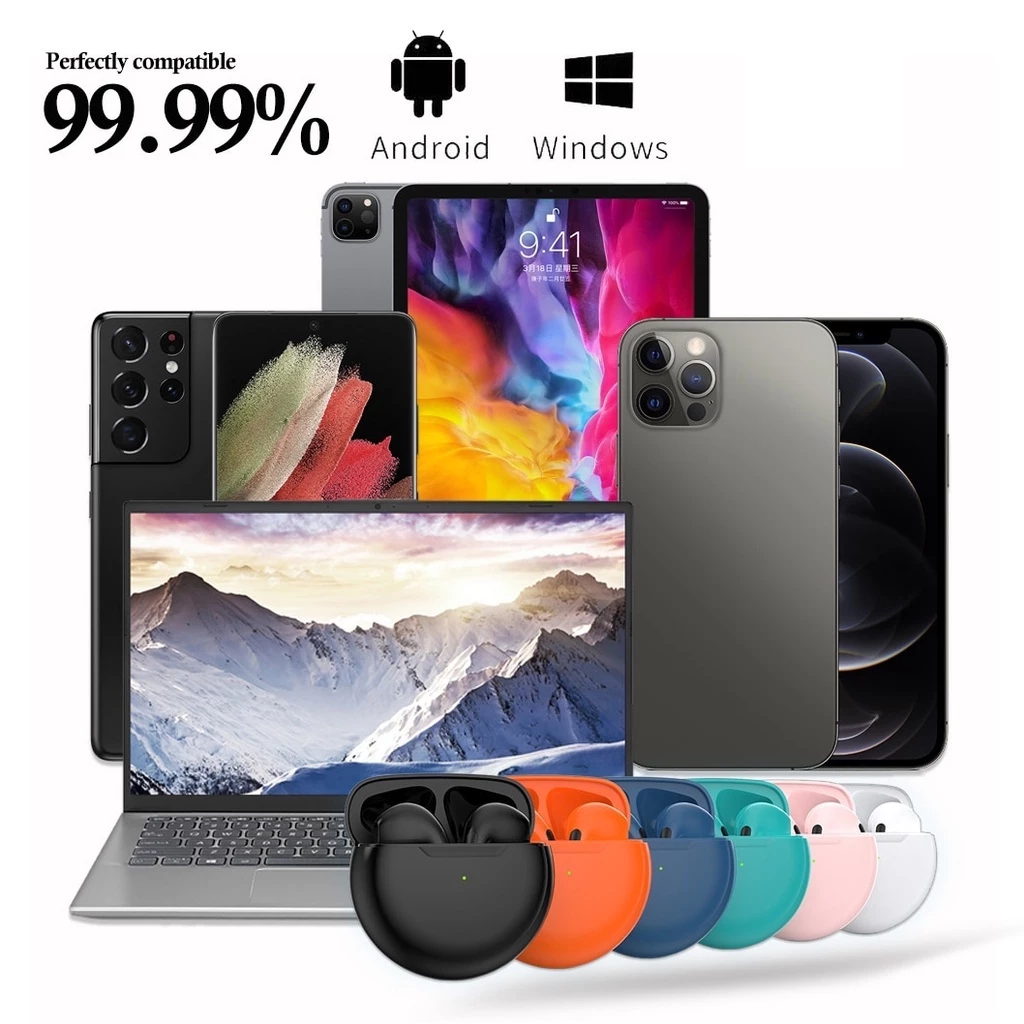 หูฟังบลูทูธไร้สาย PRO 6 TWS พร้อมกล่องชาร์จ สำหรับ iPhone Samsung Oppo Vivo Huawei thumbnail 9