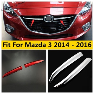 ชุดตกแต่งกระจังหน้ารถยนต์ ABS โครเมี่ยม สีแดง สําหรับ mazda 3 2014 2015 2016