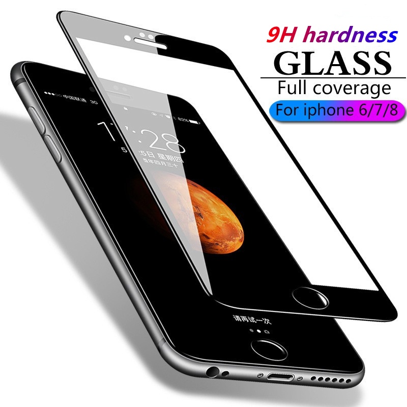 กระจกนิรภัยคลุมทั้งหมดสําหรับ iPhone SE2 SE3 6 6s 7 8 Plus ป้องกันหน้าจอ