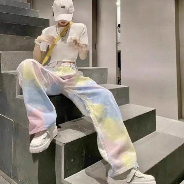 📌ทักก่อนสั่ง📌กางเกงเอวสูงตะขอเกี่ยวจับจีบ ลายมัดย้อม SML Gavana