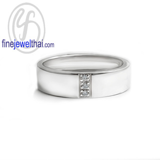 Finejewelthai แหวน-แหวนเพชร-แหวนเงินแท้-Minimal-Diamond-CZ-Silver-Ring - R1420cz (สามารถเลือกสีตัวเรือนได้)