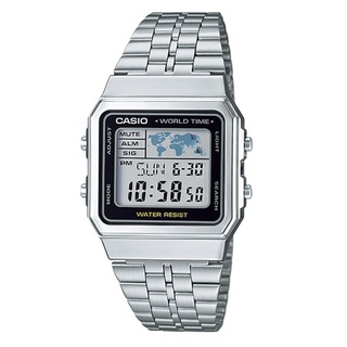 Casio Standard นาฬิกาข้อมือผู้ชาย สายสแตนเลส รุ่น A500,A500WA,A500WA-1,A500WA-1DF - สีเงิน