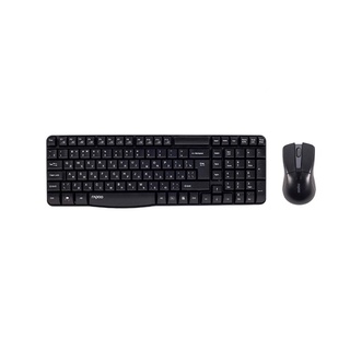 คีย์บอร์ดและเมาส์ไร้สาย KEYBOARD &amp; MOUSE RAPOO WIRELESS [KB-X1800S-BK] (BLACK)