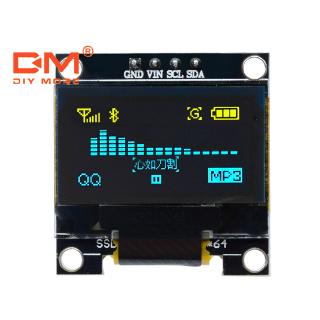 DIYMORE diy 0 . 96 12864 128x64 oled lcd display แผ่นบอร์ดโมดูลเชื่อมต่อสีเหลืองและสีฟ้าสําหรับ for arduino st 1306 i 2 c iic serial