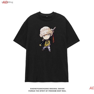 AD เสื้อยืดแขนสั้น เสื้อยืดอนิเมะAnime T-shirt﹍2022 ฤดูร้อนใหม่หลวมเสื้อยืดแขนสั้นชายหลวมขนาดใหญ่อะนิเมะ One Piece Luoga